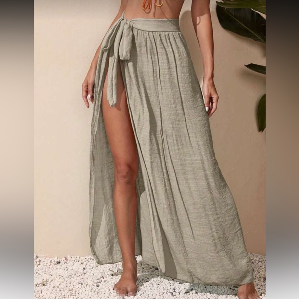 Side Tie Cover-Up Maxi Skirt
